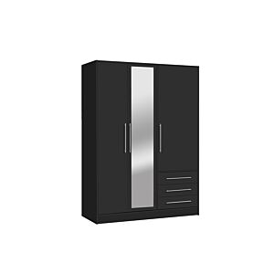 Armoire JUPITER 3 portes 3 tiroirs - Noir