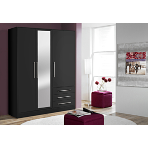 Armoire JUPITER 3 portes 3 tiroirs - Noir