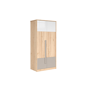 Armoire NAMEK 2 portes - Chêne Beige / Gris