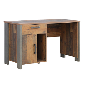 Bureau CLIF Avec 1 Porte + 1 Tiroir + 2 Niches - Gris / Chêne Vintage Bureaux enfant