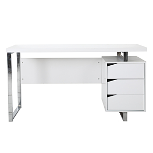Bureau GLOBO - Blanc et Chrome