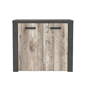 Commode MAIGA 2 portes - Chêne et noir