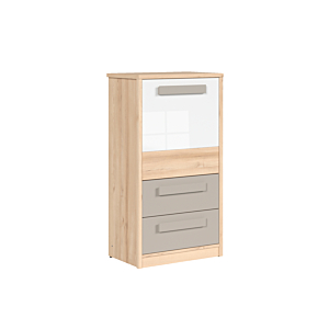 Commode NAMEK Avec 2 Tiroirs + 1 Porte - Chêne Beige / Gris