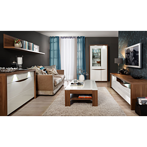 Meuble TV SAINT TROPEZ 2 tiroirs avec led - Blanc