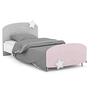 Lit STELLA 90x190 cm - Rose / Blanc / Gris