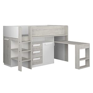 Lit superposé BO8 90x200cm - Chêne gris et blanc Lits enfant