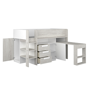 Lit superposé BO8 90x200cm - Chêne gris et blanc