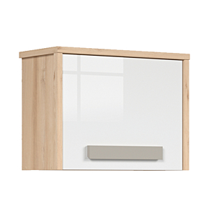 Meuble Mural NAMEK 1 Porte - Chêne Beige / Blanc Brillant