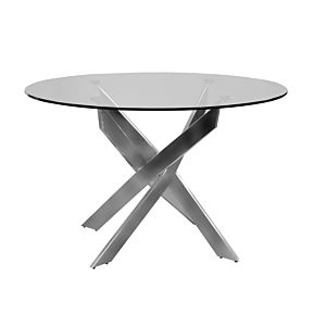 Table À Manger MOLY Verre Transparent Pieds Argenté