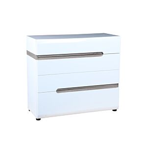 Commode LINATE 4 Tiroirs - Blanc / Chêne Beige