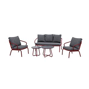 Salon De Jardin ALICIA - Gris Foncé / Rouge Meubles jardin