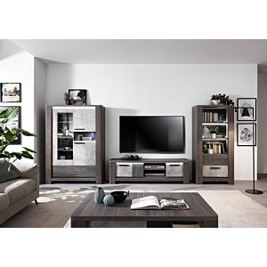 Meuble TV BOLZANO Avec LED Chêne Béton