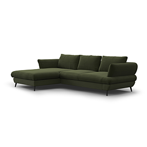 Canapé D'angle Gauche BALOU Avec Fonction Lit ET Coffre - Vert