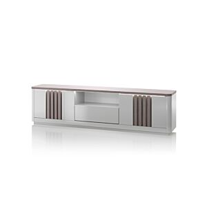 Meuble TV PESARO 210cm - Chêne / Gris