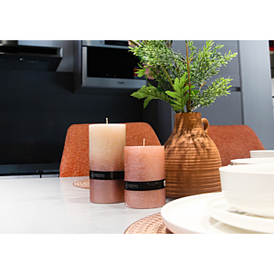 BOUGIE PILIER TREMPÉE 10cm - Blanc / Rose