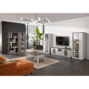 Meuble TV PESARO 170cm - Chêne / Gris