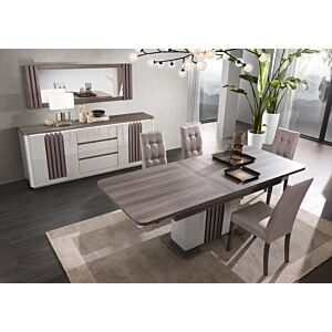 Table à manger extensible PESARO - Chêne / Gris