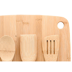 Planche à découper en bambou avec ensemble d'ustensiles 40x3 - Beige 