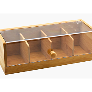 Boîte a thé 4 cases bambou - Beige Naturel
