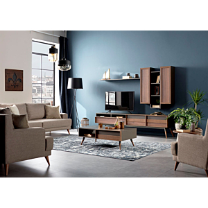 Etagère Murale Verticale FLEMENS P249mm - Taupe / Chêne