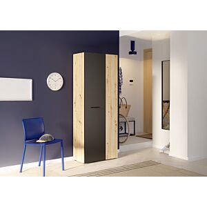 MEUBLE MULTIFONCTIONS NET306 2 Portes - Noir / Chêne