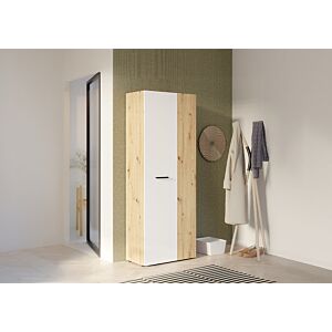 ARMOIRE NET306 2 Portes - Blanc / Chêne