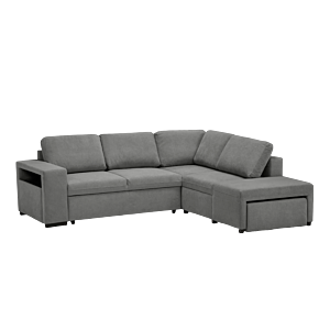 Canapé D'angle NEW NALIA Avec Fontion Lit + Coffre + Pouf - Gris