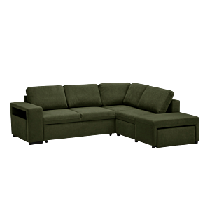 Canapé D'angle NEW NALIA Avec Fontion Lit + Coffre + Pouf - Vert Foncé