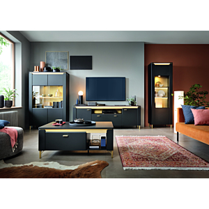 MEUBLE TV NORICA 2 PORTES 1 TIROIR - Noir / Doré