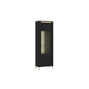 VITRINE NORICA 1 PORTE LED en OPTION - Noir / Doré Rangement de salon
