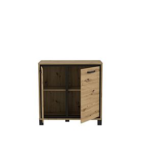 Commode TRONDHEIM Avec 2 portes - Marron Foncé / Noir Rangement