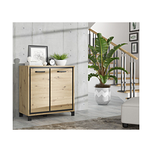 Commode TRONDHEIM Avec 2 portes - Marron Foncé / Noir 
