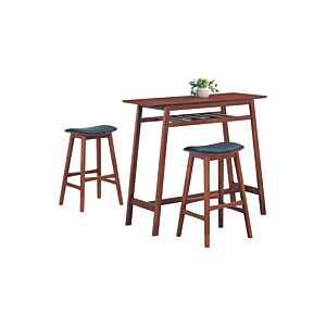 Set YALE Table Haute + 2 Tabourets - Marron Sets Table avec chaises
