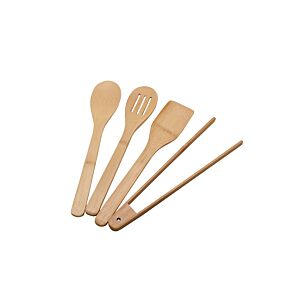Set de 4 pièces d'ustensiles en bambou - Beige Naturel Art de la table