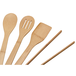 Set de 4 pièces d'ustensiles en bambou - Beige Naturel 