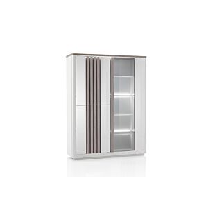 Vitrine 3 Portes PESARO - Chêne / Gris Rangement de salon