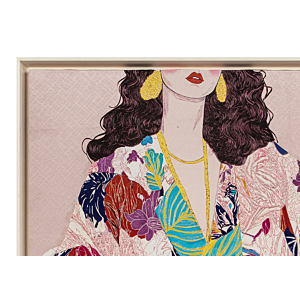 TABLEAU FEMME AVEC CADRE - MULTICOULEUR