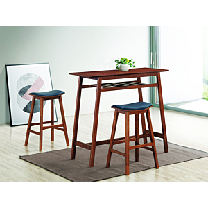 Set YALE Table Haute + 2 Tabourets - Marron