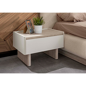 TABLE DE CHEVET MERKUR - Blanc / Chêne