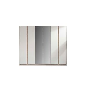 ARMOIRE MERKUR 4 PORTES Avec 2 MIROIRS - Blanc / Chêne Armoires
