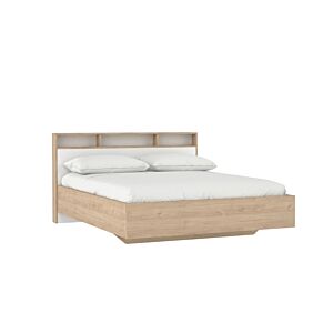 LIT IKAST BLANC 3 NICHES SANS SOMMIER - Blanc / Chêne Lits adulte
