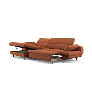 Canapé D'angle Gauche LIBRA Avec fonction lit - Terracotta