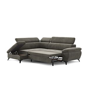 Canapé D'angle Gauche HUDSON Avec fonction lit + Coffre - Gris