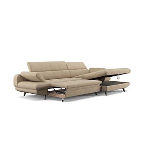 Canapé D'angle Droit LIBRA Avec fonction lit - Taupe