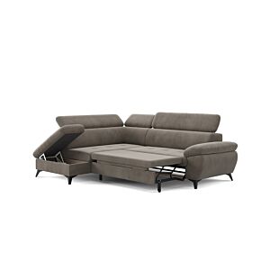 Canapé D'angle Gauche HUDSON Avec fonction lit + Coffre - Greige