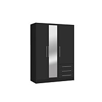Armoire JUPITER 3 portes 3 tiroirs - Noir