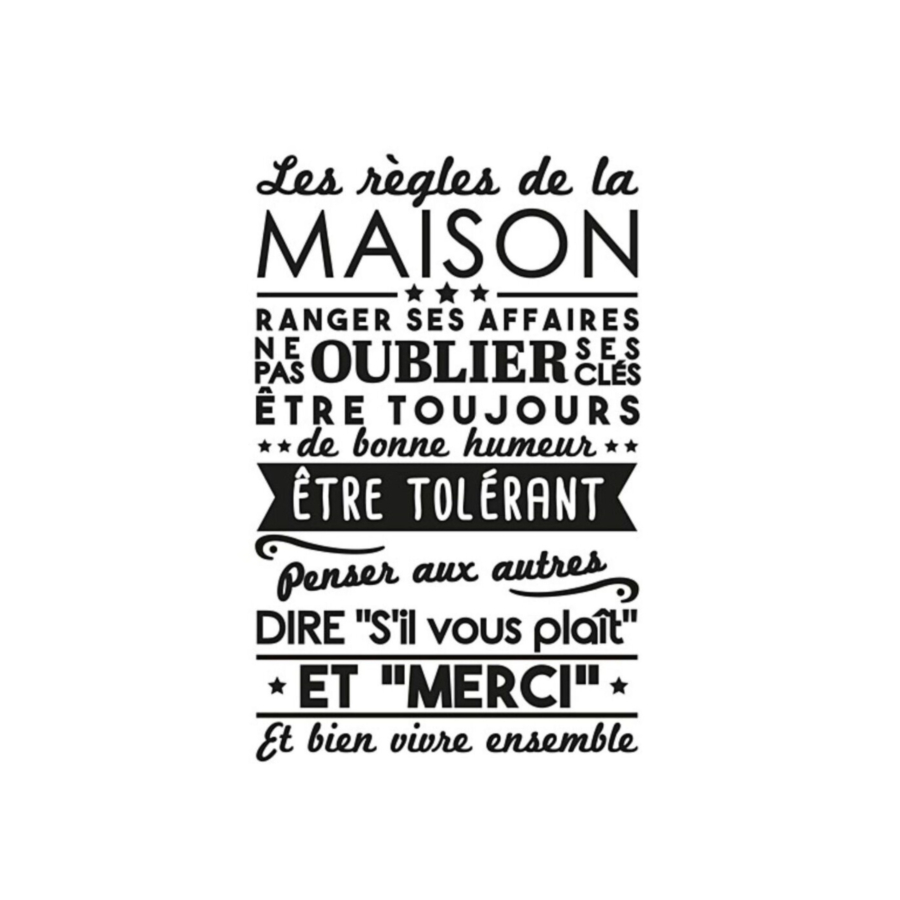 Sticker Mural LES REGLES DE LA MAISON - Noir Papier peint