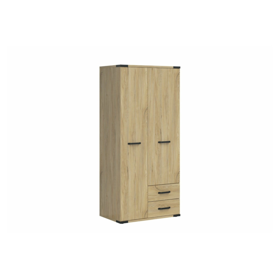 Armoire LARA Avec 2 Portes + 2 Tiroirs - Chêne Chambre enfant