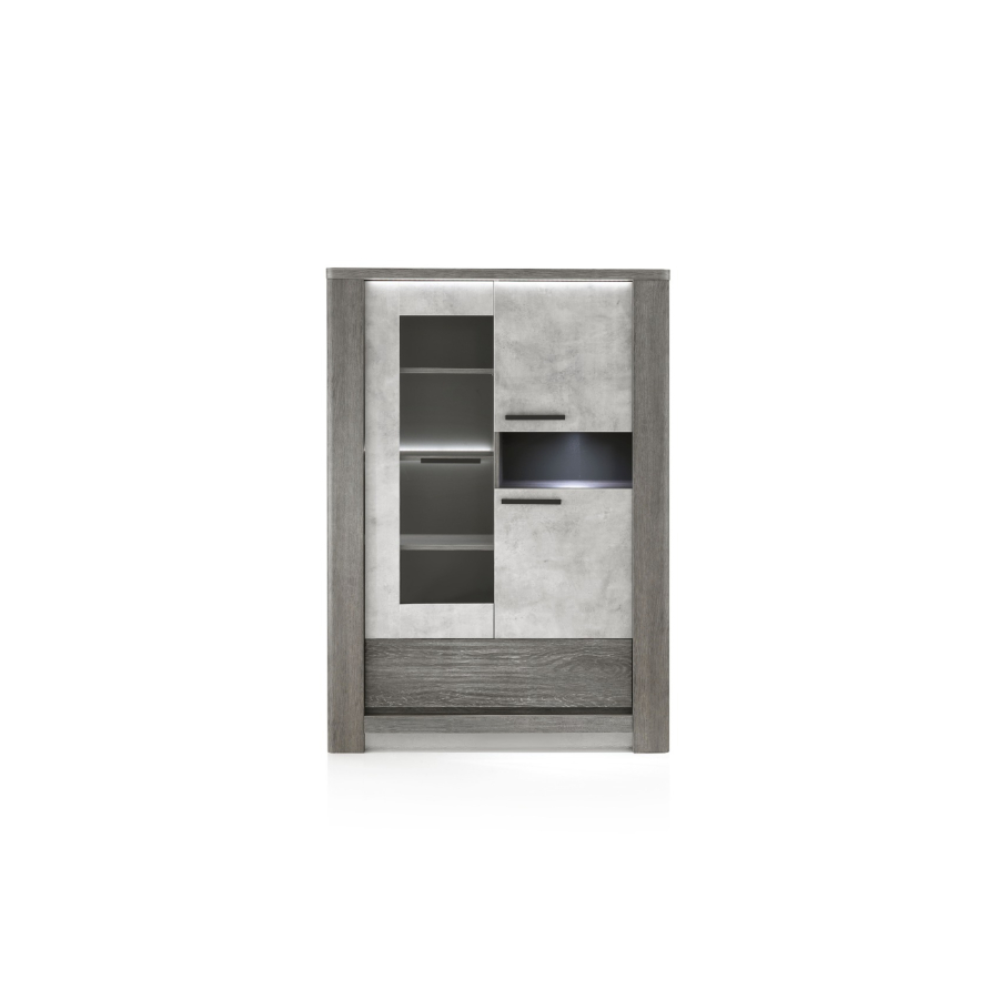 Vitrine BOLZANO Avec LED Chêne Béton Soldes été vague 2