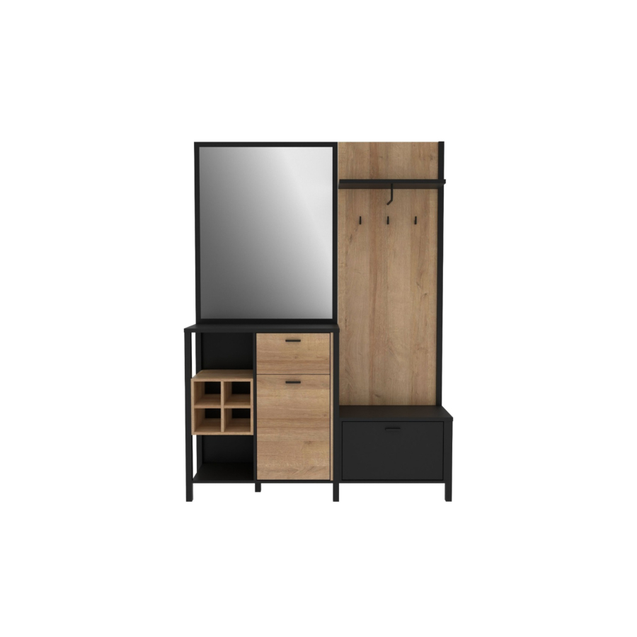 Meuble D'entrée HIGH ROCK - Chêne / Gris Foncé Soldes été vague 2
